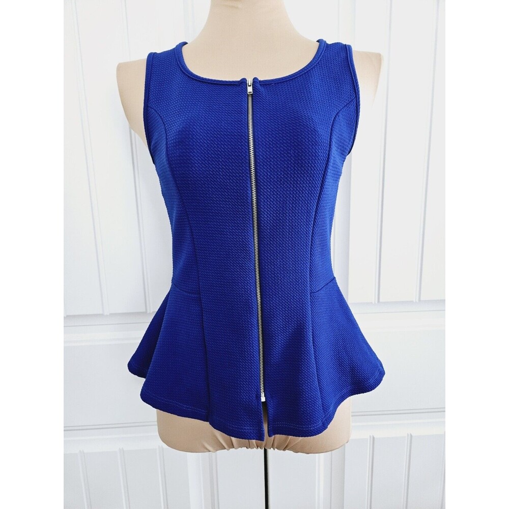 Imagenation Blue Peplum Top Zipper XS